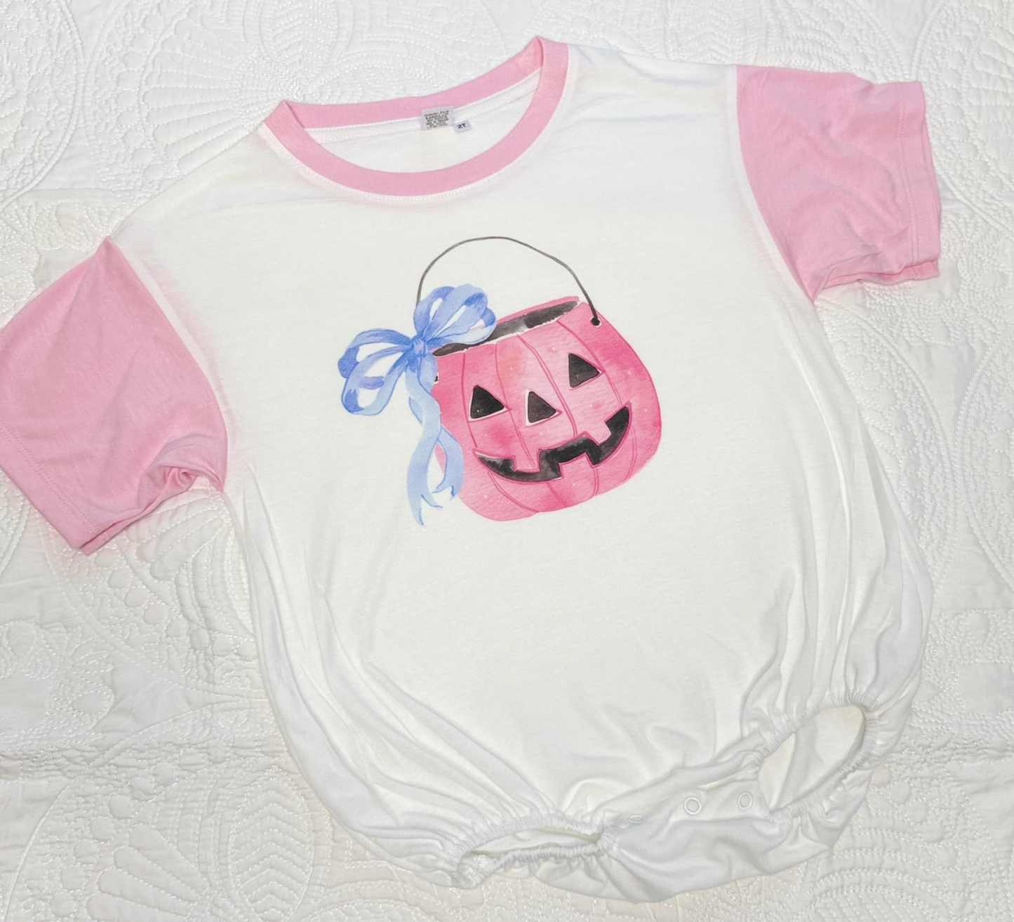 Pre-order Baby Girl Pink Halloween Pumpkin Romper