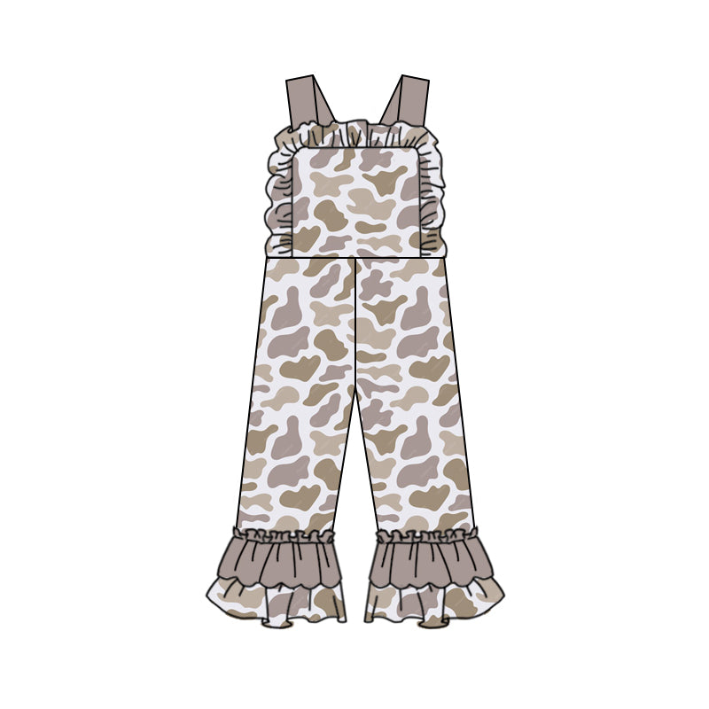 Pre-order Baby Girl Light Grey Camo Straps One Piece Jumpsuit