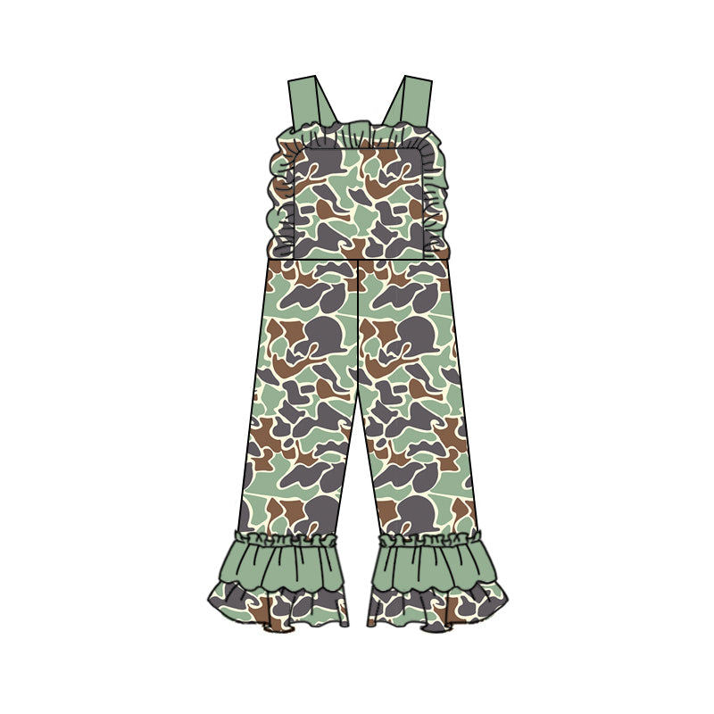 Pre-order Baby Girl One Piece Green Camo Straps Jumpsuit