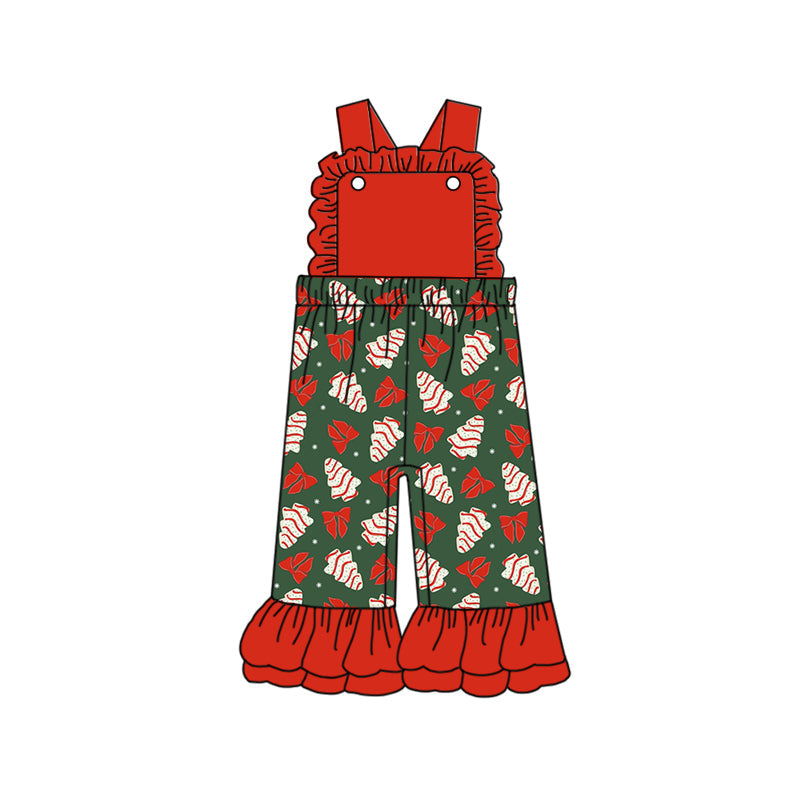 Pre-order Baby Girl Christmas Tree Cake Straps Red Jumpsuit
