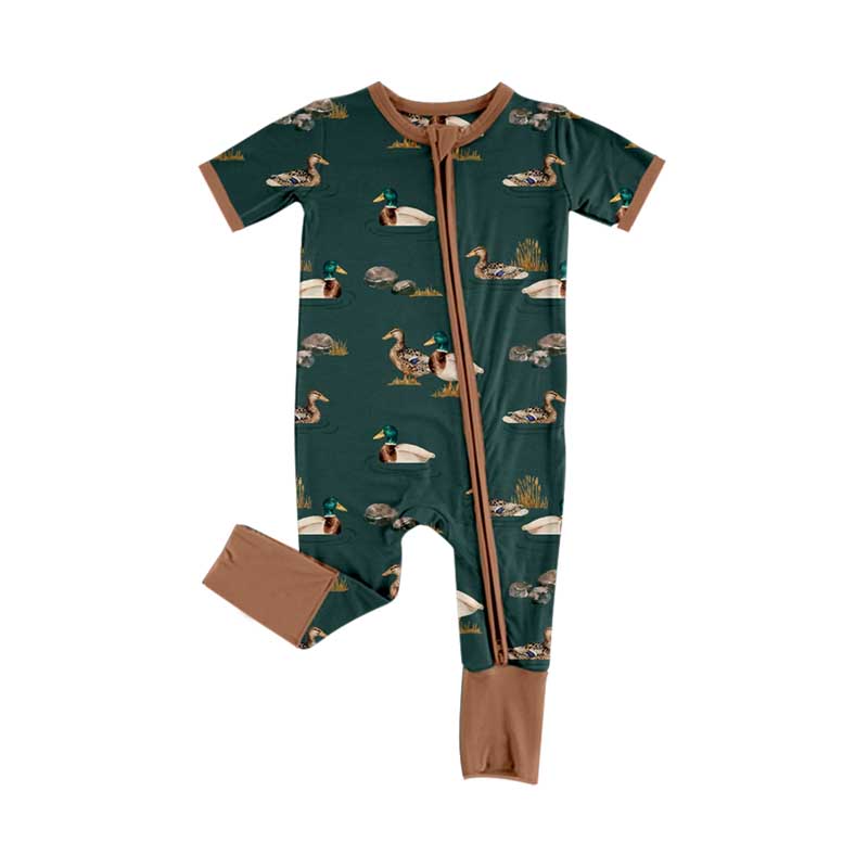 Pre-order Baby Boy Infant Short Sleeves Ducks Zipper Romper