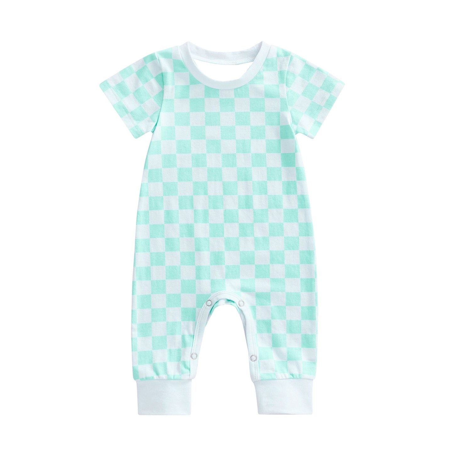 Preorder Baby Boy Infant Short Sleeves Checkered Romper