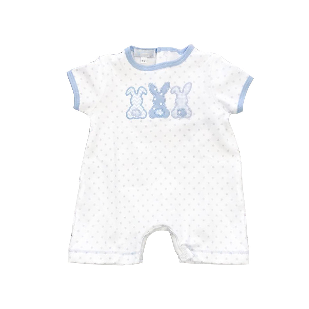 Preorder Baby Boy Infant Short Sleeves Easter Rabbit Buttons Romper