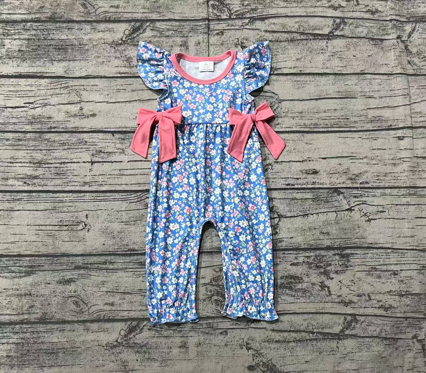 Baby Girl Infant Short Sleeves Flower Bows Pants Romper