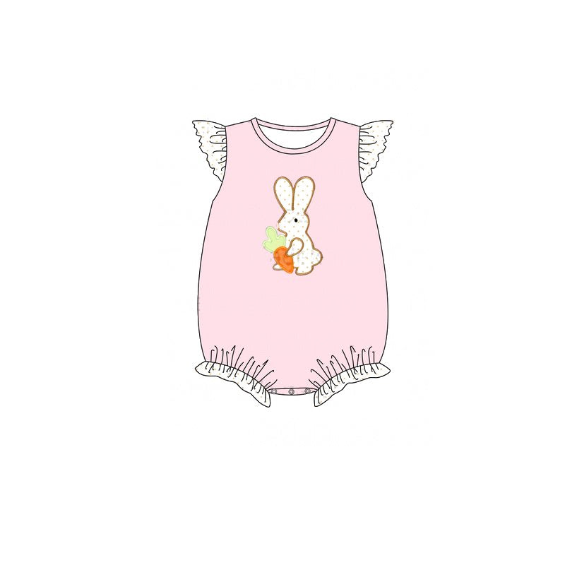 Preorder Baby Girl Infant Easter Pink Rabbit Carrot Bubble Romper