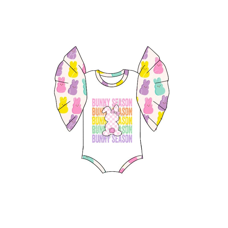 Preorder Baby Girl Infant Short Sleeves Easter Bunny Bubble Romper
