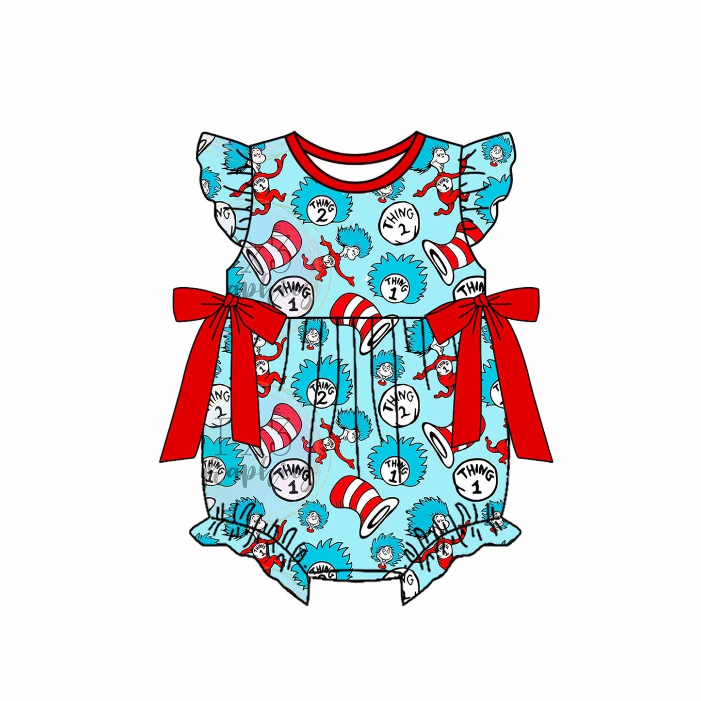 Preorder Baby Girl Infant Short Sleeves Dr Reading Bows Bubble Romper