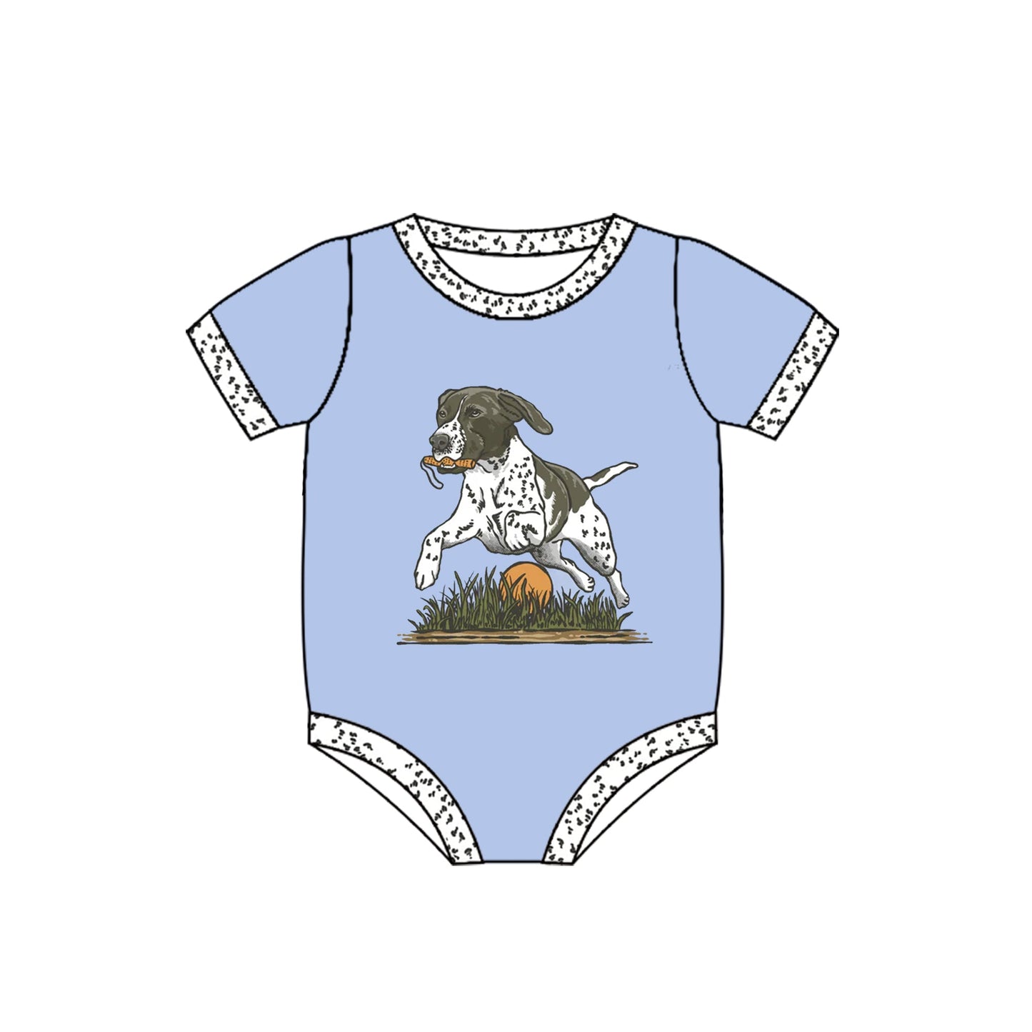 Preorder Baby Boy Infant Short Sleeves Dog Hunting Bubble Romper