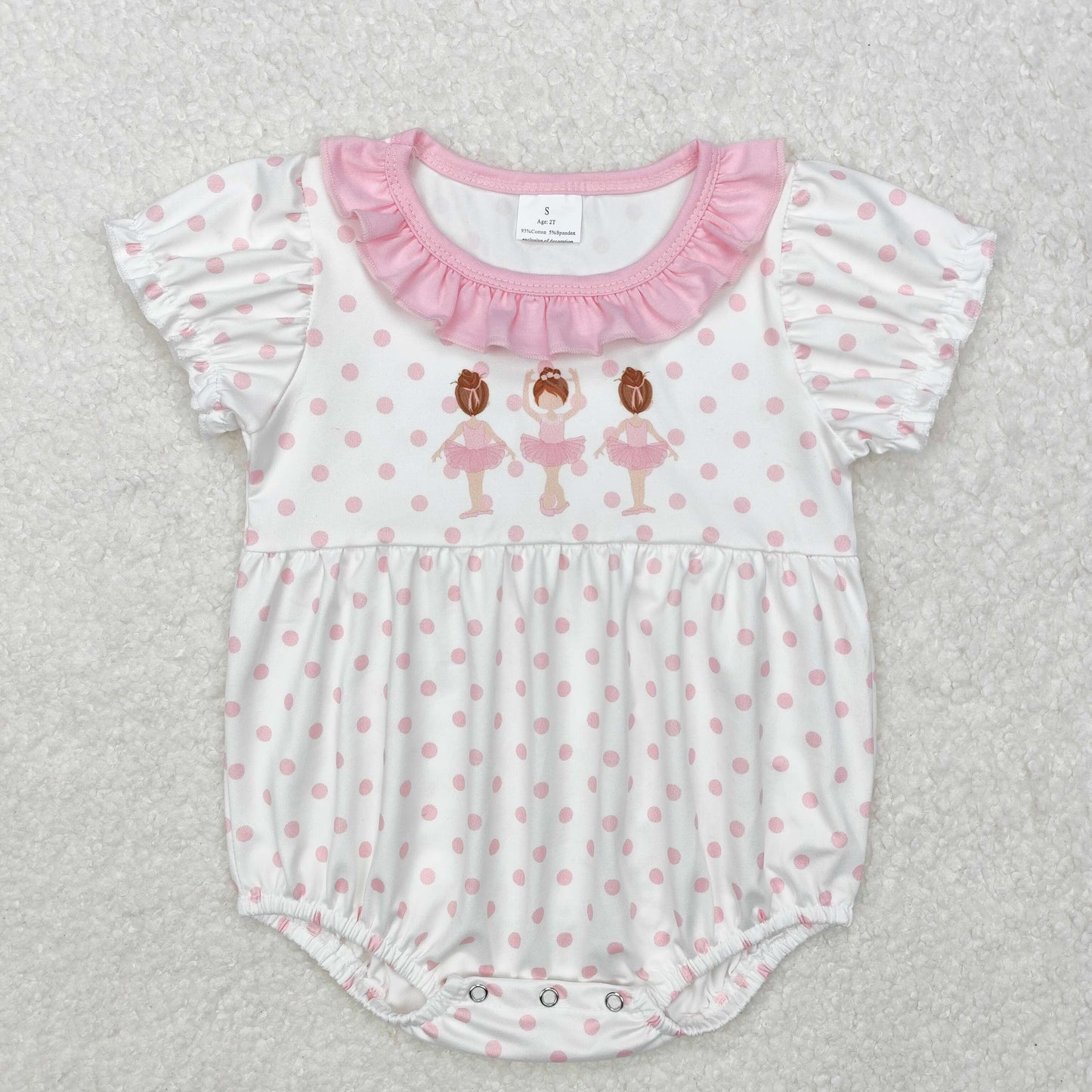 Baby Girl Short Sleeves Dance Pink Ruffle Sibling Romper Clothes Outfit RTS