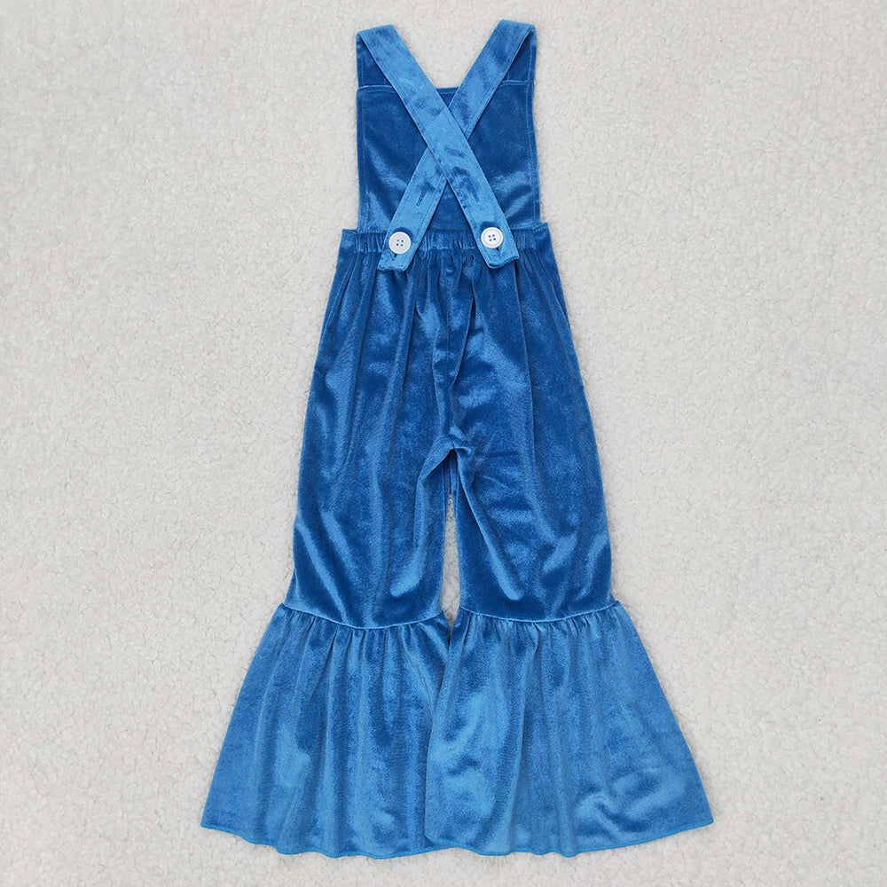 Baby Girl Straps Embroidery Dogs Cartoon Sibling Velvet Jumpsuit RTS