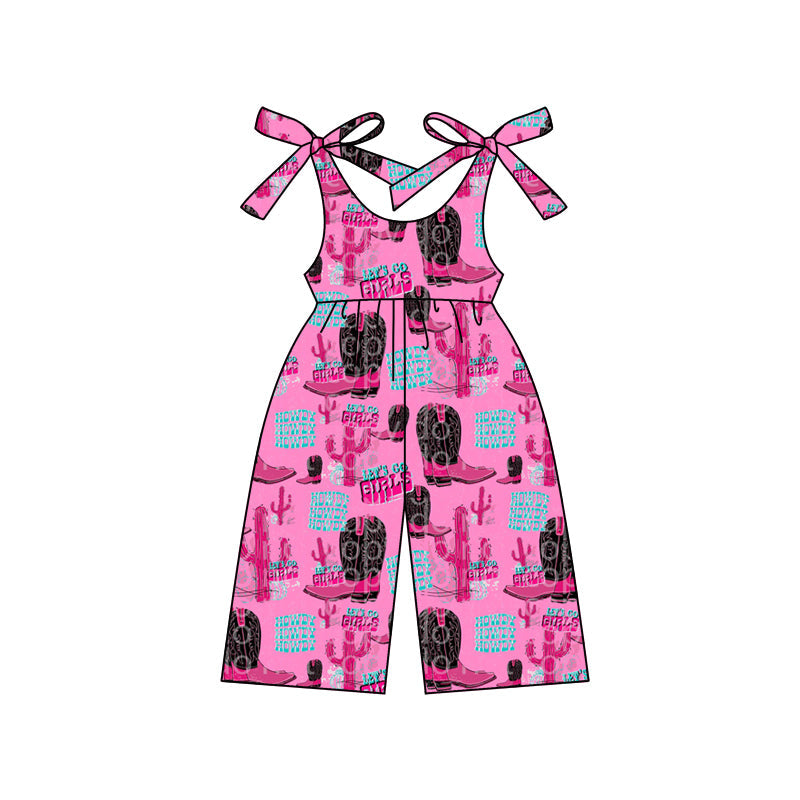 Preorder Baby Girl Straps Western Howdy Boots Cactus Jumpsuit
