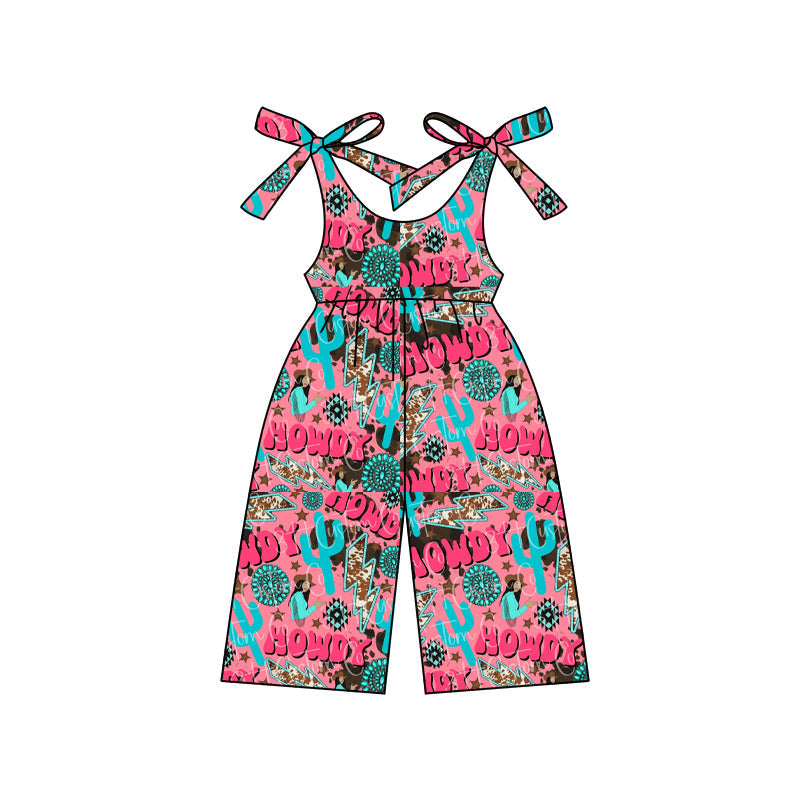 Preorder Baby Girl Straps Western Howdy Turquoise Jumpsuit