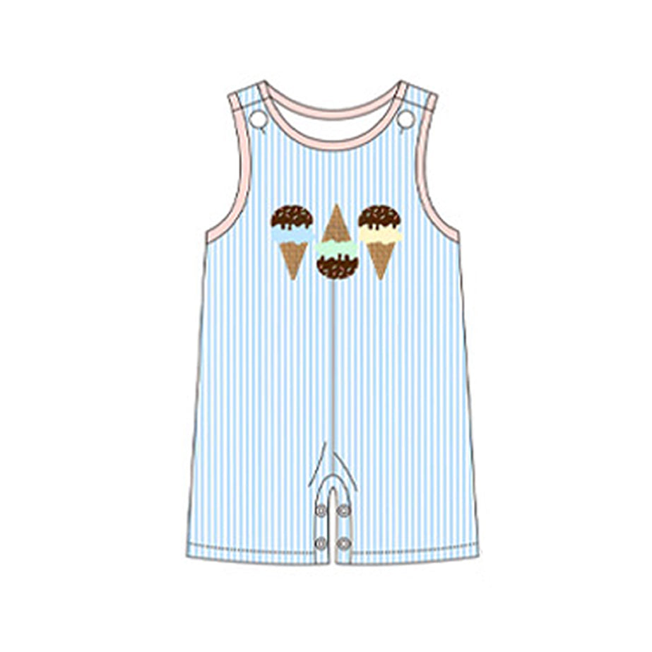 Preorder Baby Boy Infant Sleeveless Blue Stripes Popsticks Romper