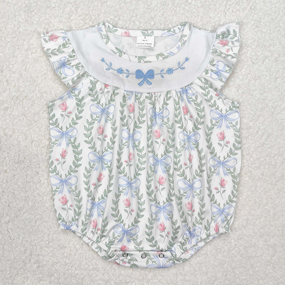 Baby Girl Embroidery Bows Flower Sibling Romper Dress Clothes RTS