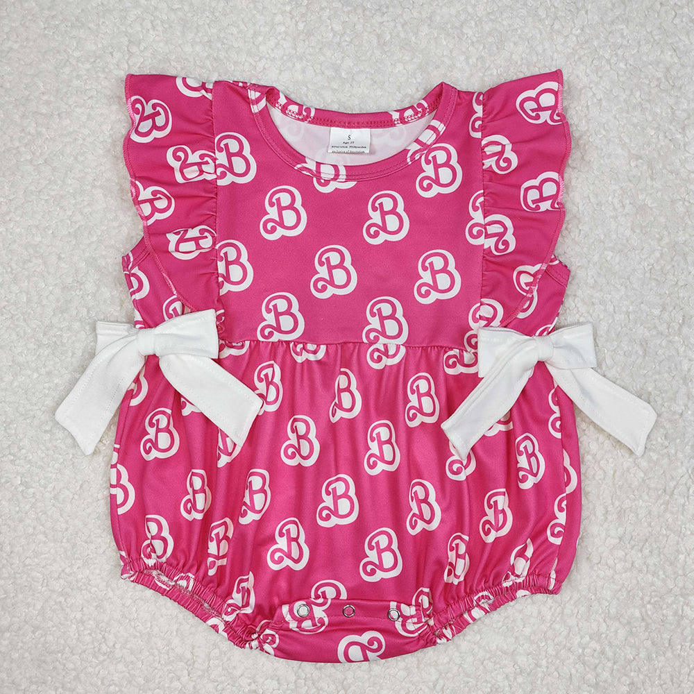 Baby Girl Short Sleeves Doll Bows Sibling Pink Romper Dress Clothing RTS