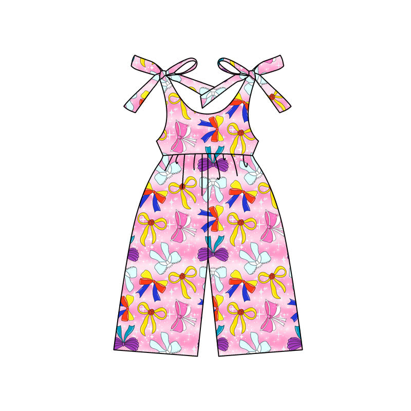 Preorder Baby Girl Infant Straps Princess Bows Pink Pants Jumpsuit