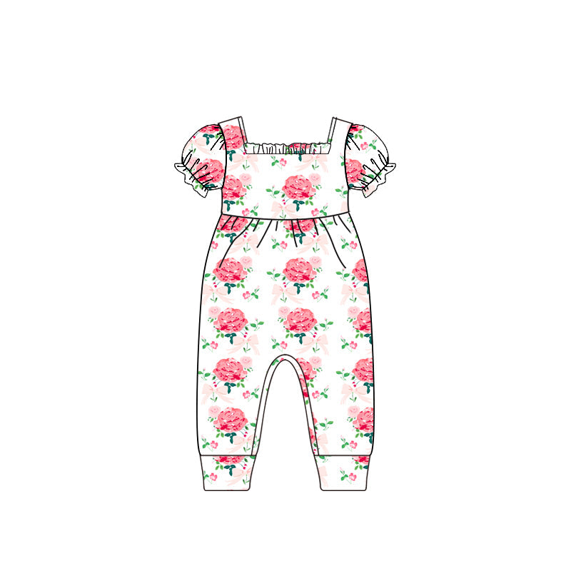 Preorder Baby Girl Infant Short Sleeves Flower Romper