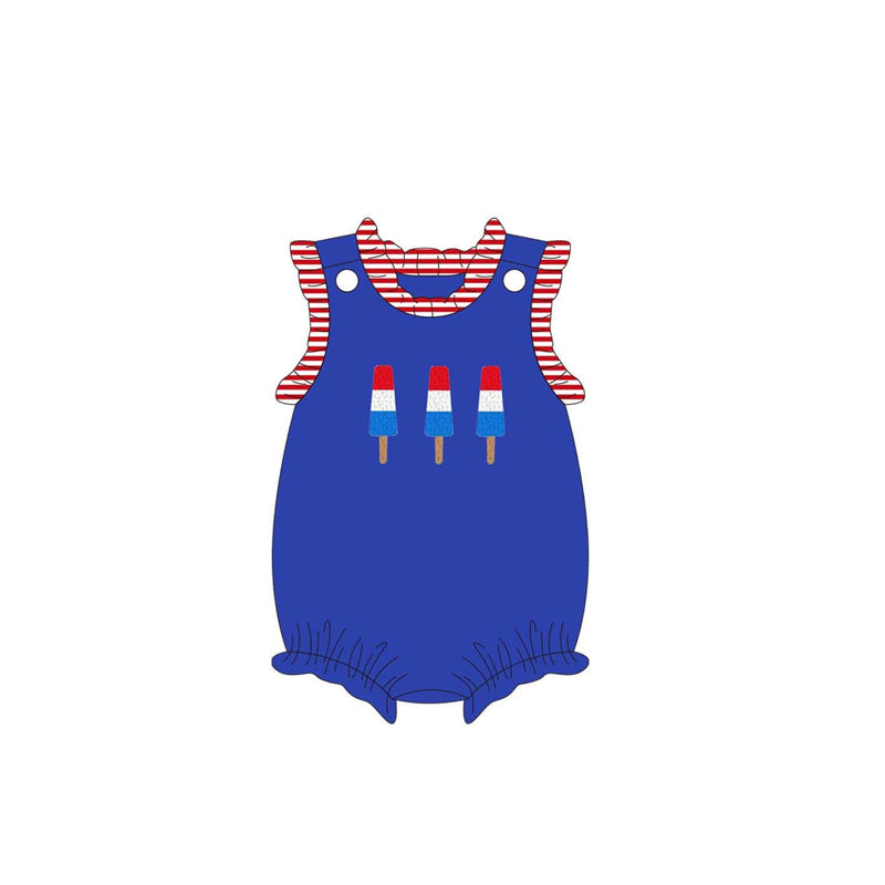 Preorder Baby Girl Infant Sleeveless July 4th Popstick Bubble Romper