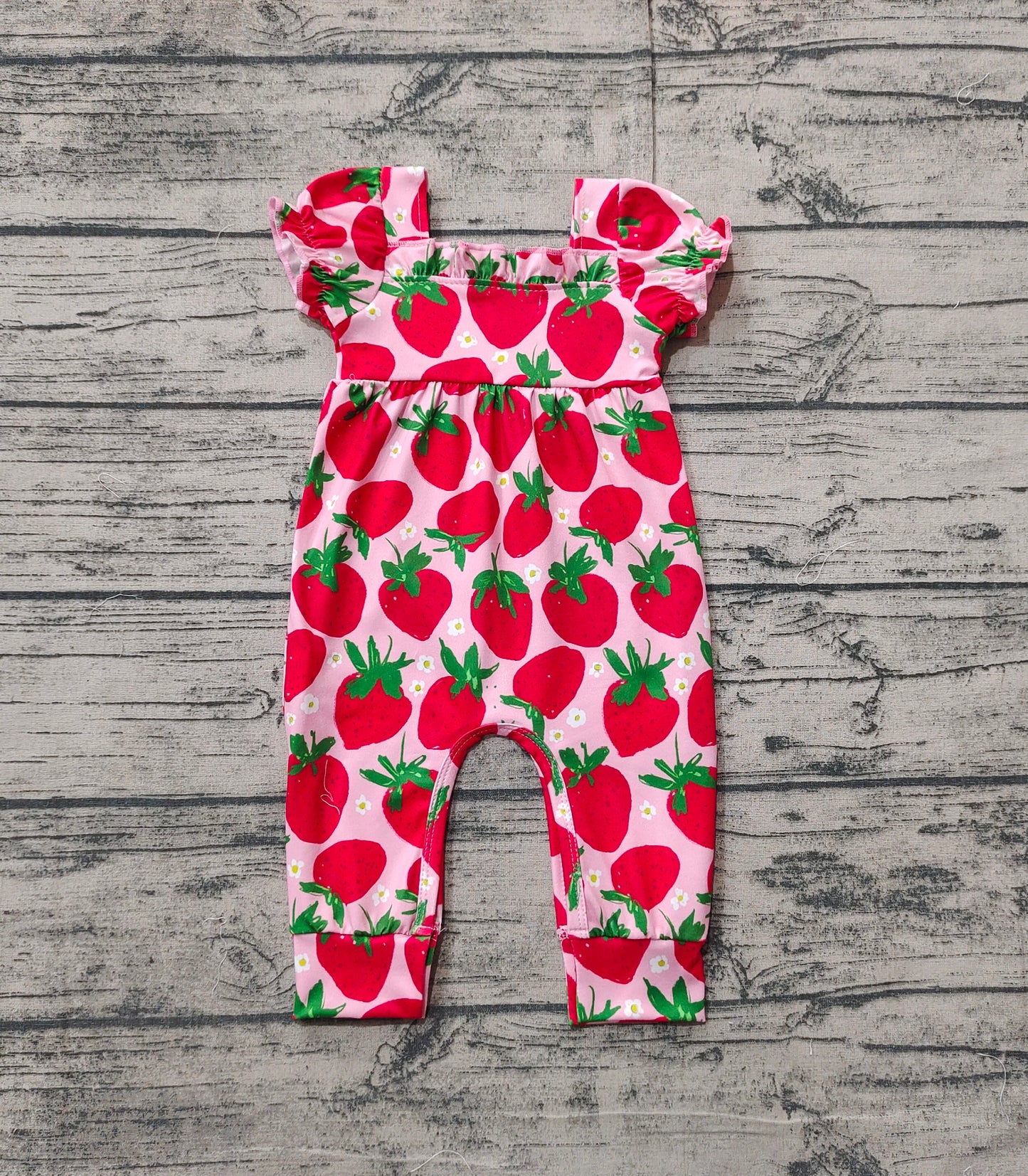Baby Girl Infant Short Sleeves Strawberry Romper RTS