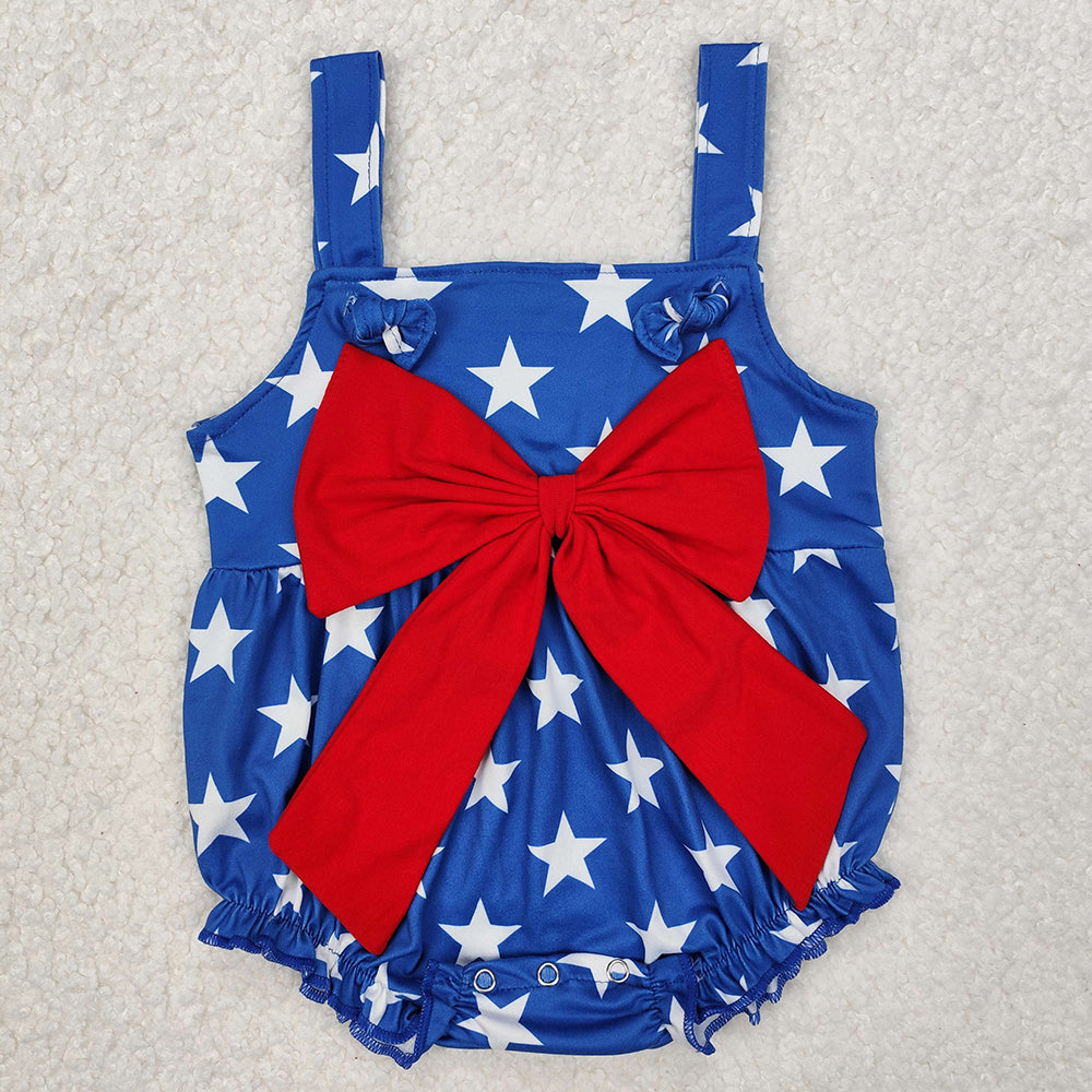 Baby Girl Straps 4th Of July Stars Sibling Blue Romper Dress Clothing RTS