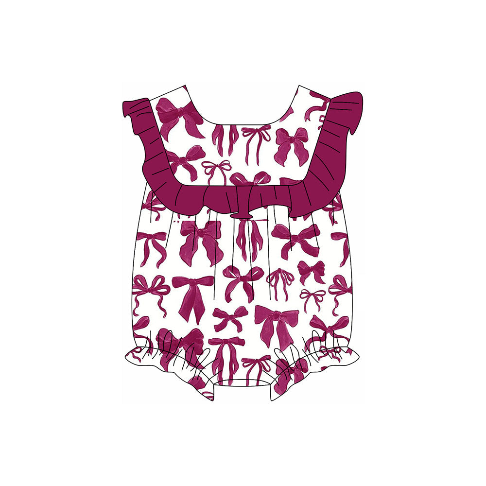 Preorder Baby Girl Infant Short Sleeves Ruffle Bows Bubble Romper ( Moq 5 )
