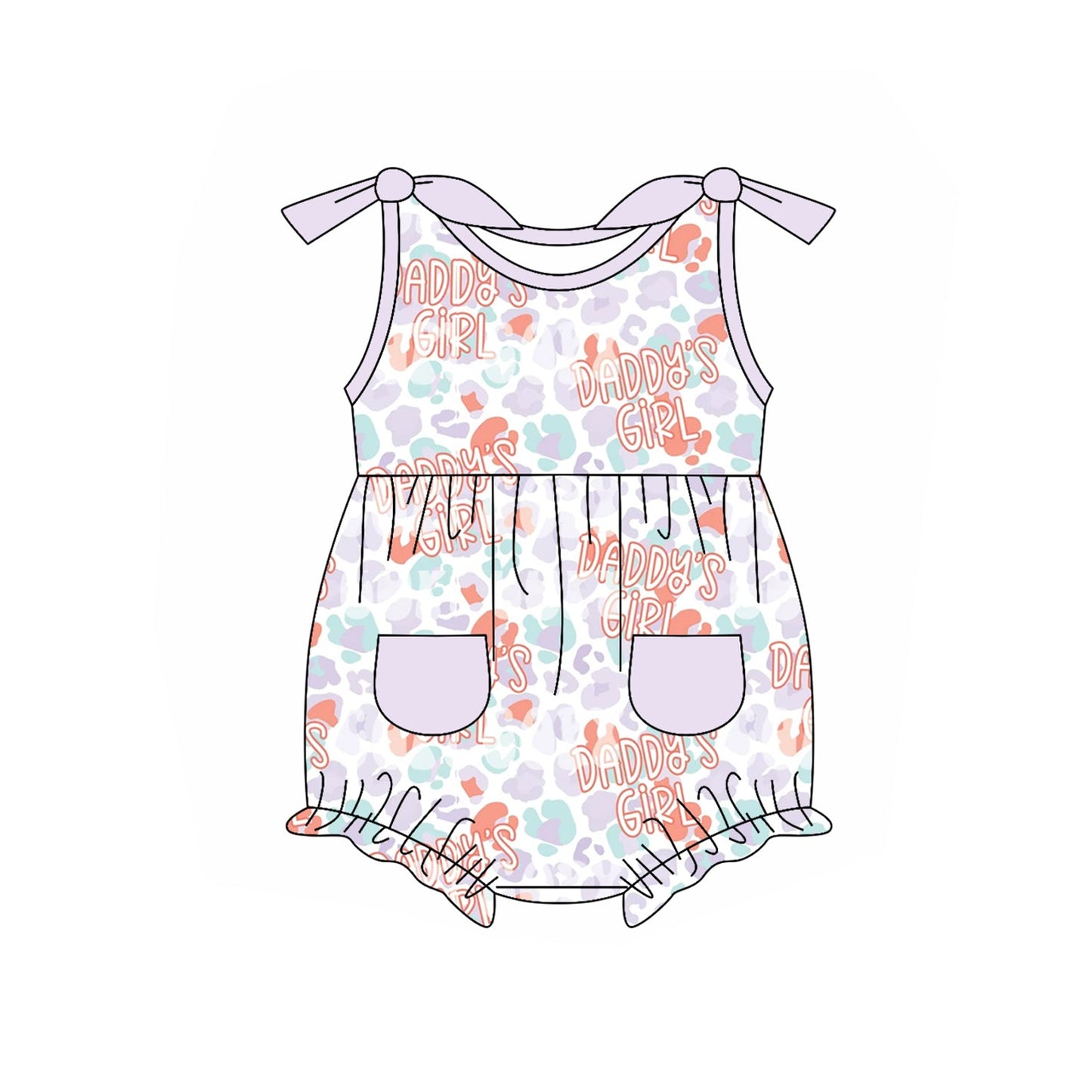 Preorder Baby Kids Infant Daddy's Girl Leopard Pockets Bubble Romper ( Moq 5 )