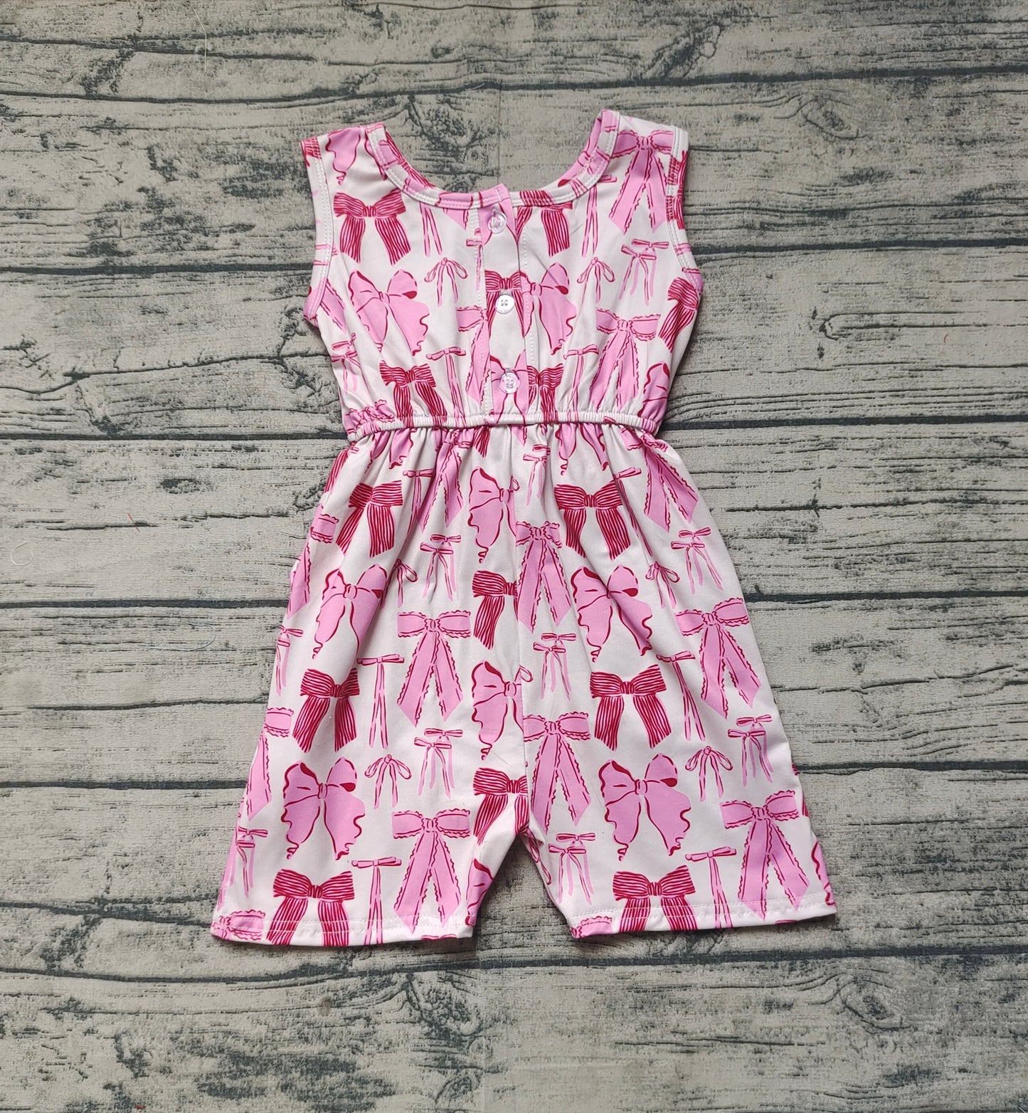 Baby Girl Sleeveless Pink Bows Pockets Jumpsuit RTS