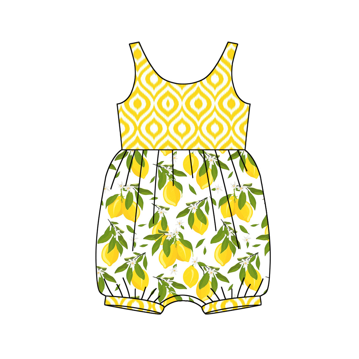 Baby Girl Infant Sleeveless Lemon Yellow Romper RTS