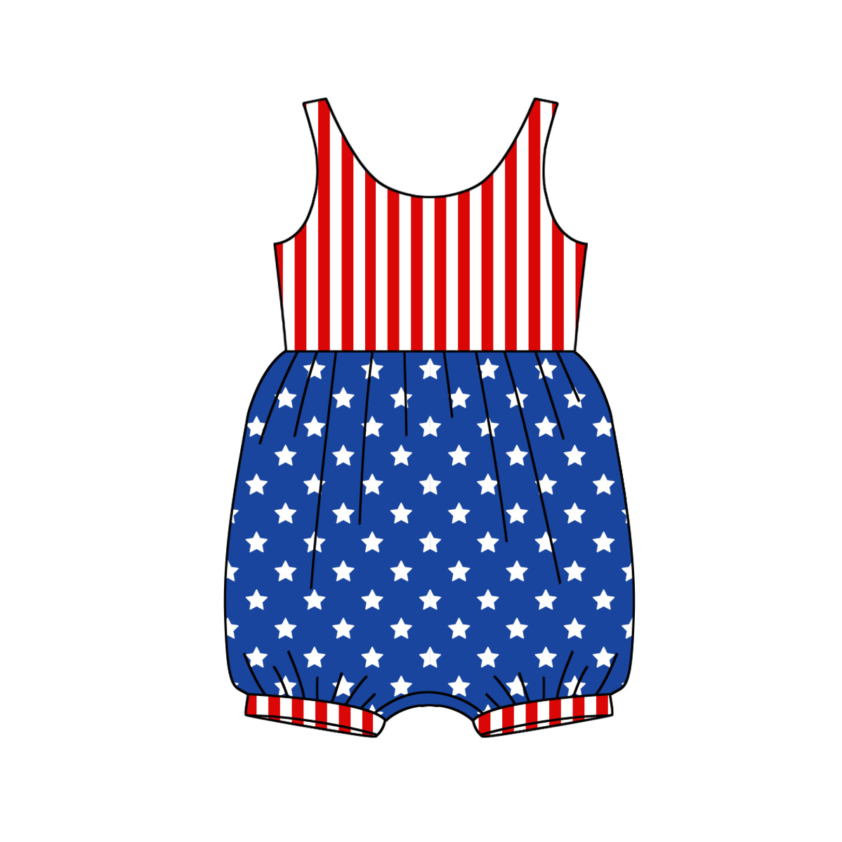 Preorder Baby Girl Infant Sleeveless 4th Of July Stars Stripes Romper ( Moq 5 )