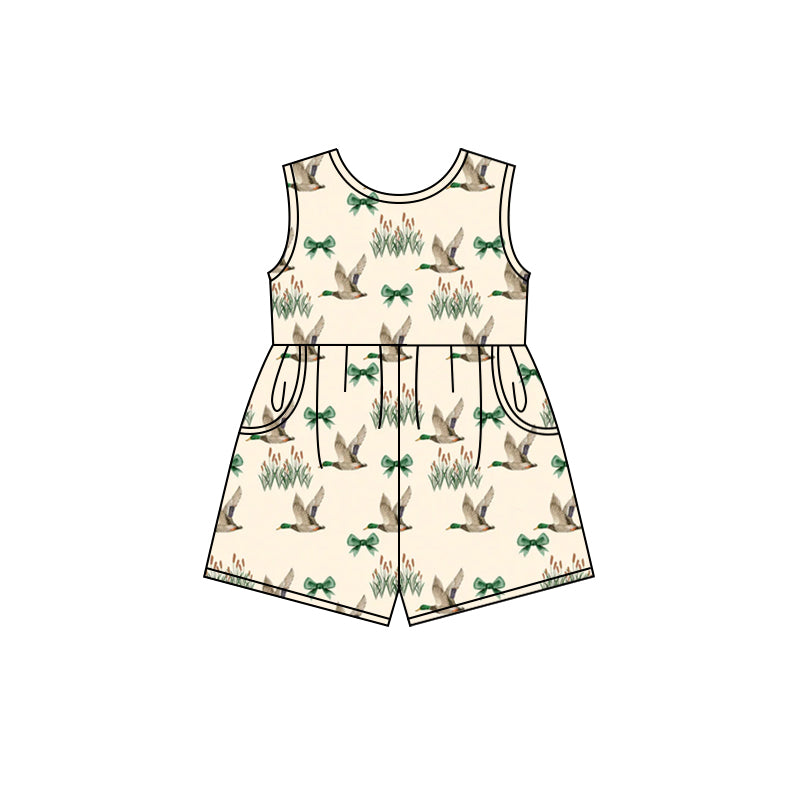 Preorder Baby Girl Sleeveless Ducks Pockets Jumpsuit ( Moq 5 )