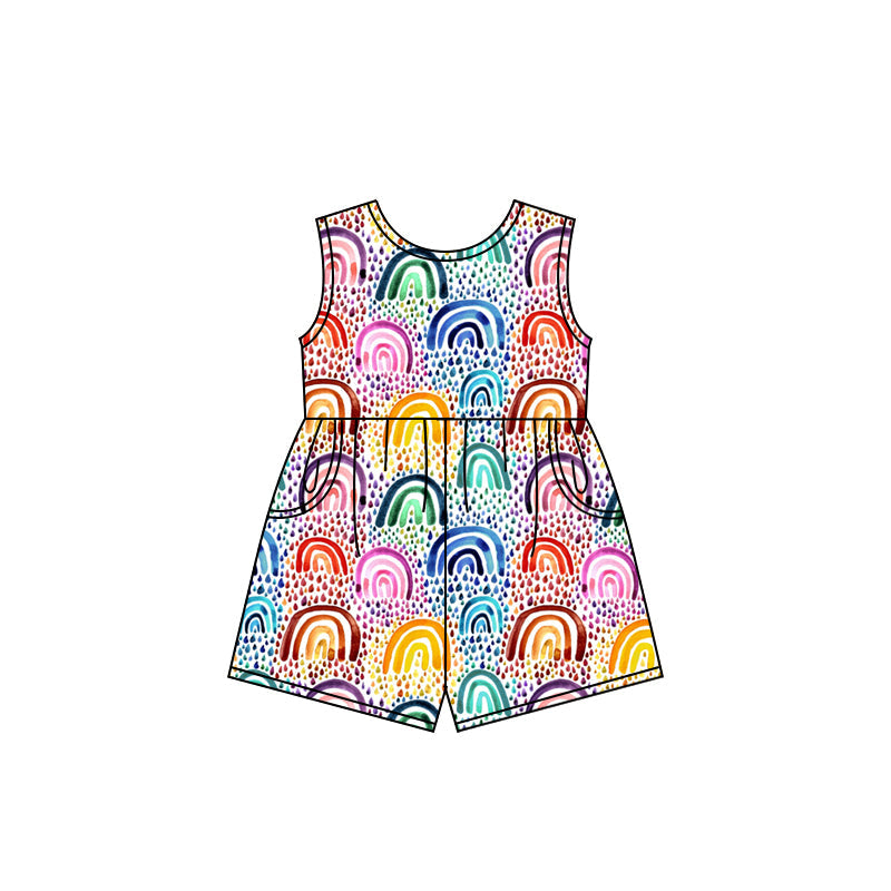 Preorder Baby Girl Sleeveless Colorful Rainbow Pockets Jumpsuit ( Moq 5 )