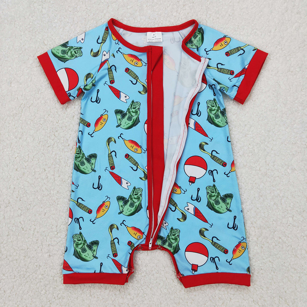 Baby Boy Girl Short Sleeves Fishing Sibling Romper Dress Clothes Outfit RTS