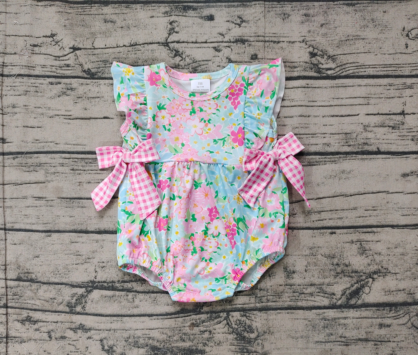 Baby Girl Sleeveless Flower Bows Bubble Romper RTS