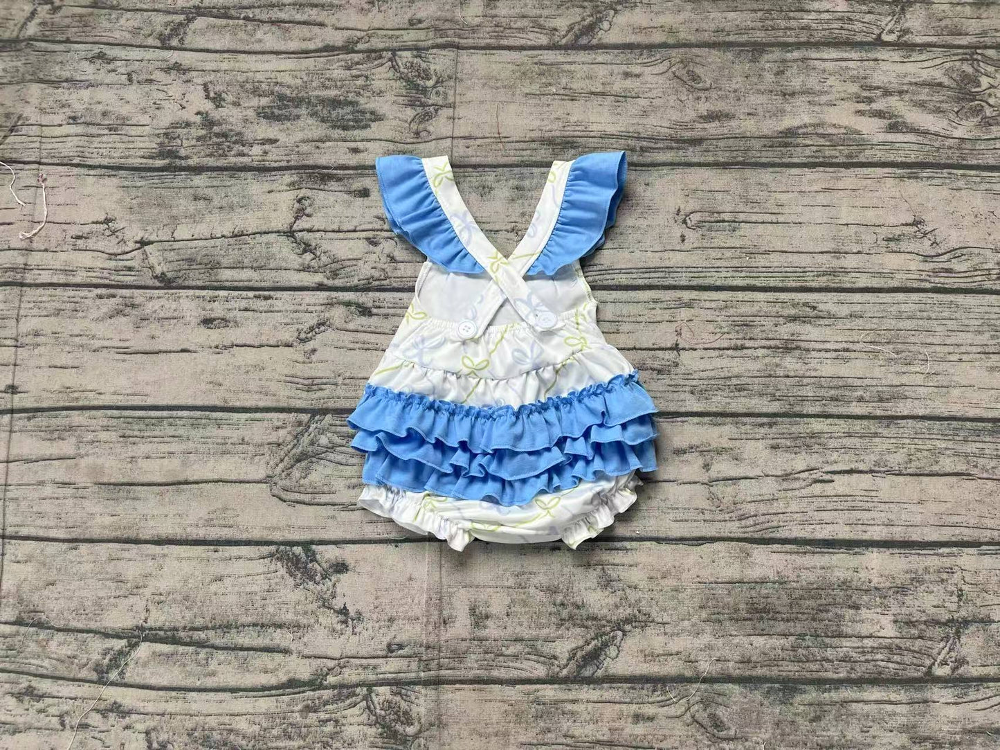 Baby Girl Short Sleeves Bows Bubble Ruffle Romper RTS