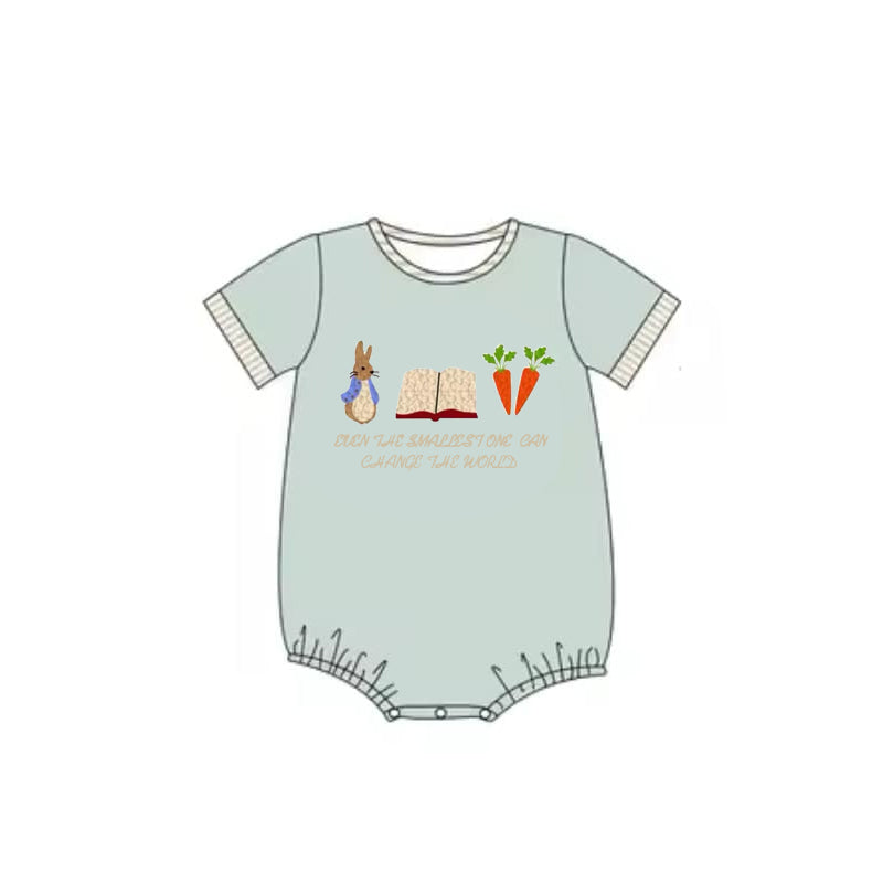 Preorder Baby Boy Short Sleeves Easter Rabbit Carrot Bubble Romper ( Moq 5 )