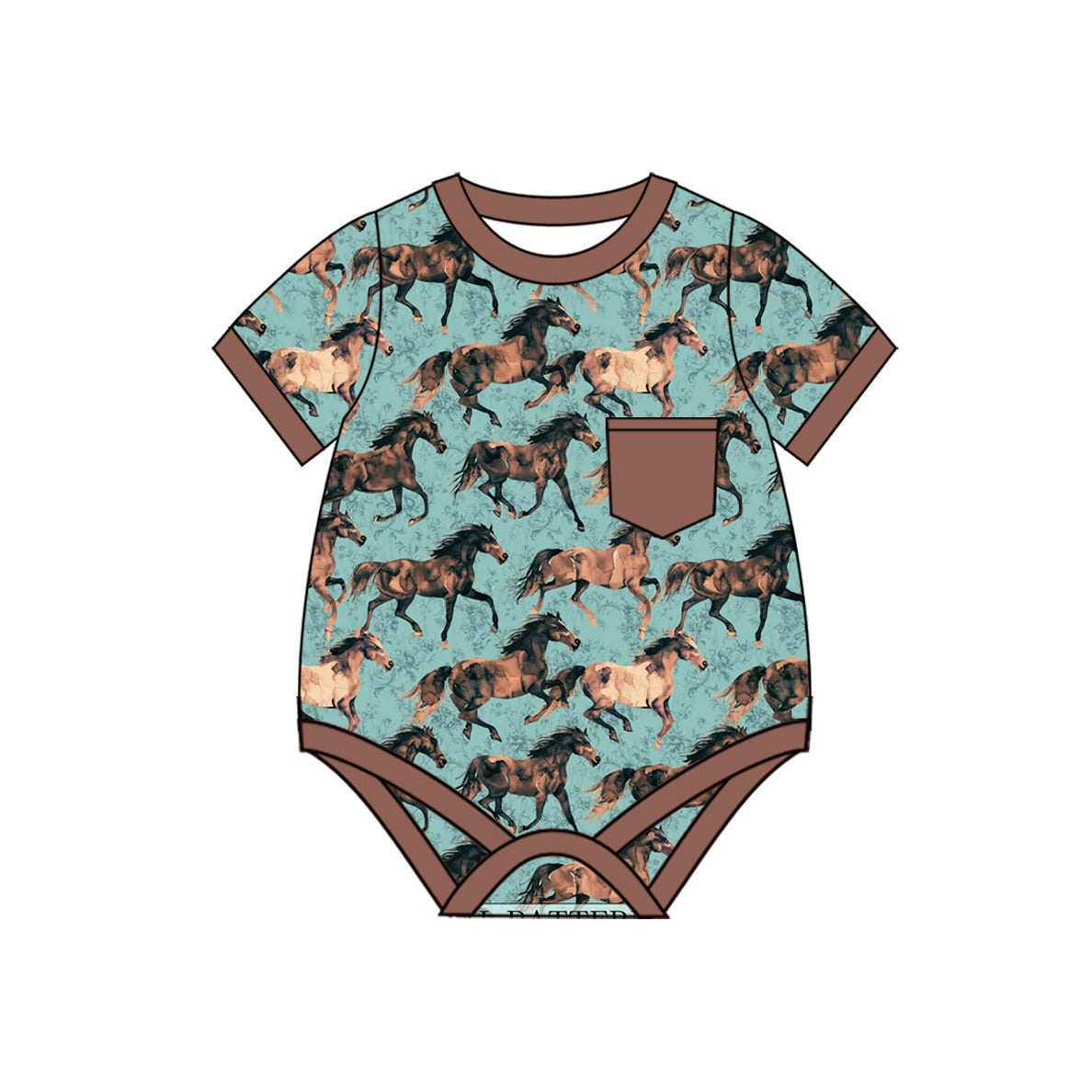 Preorder Baby Boy Infant Western Horse Pocket Summer Bubble Romper ( Moq 5 )