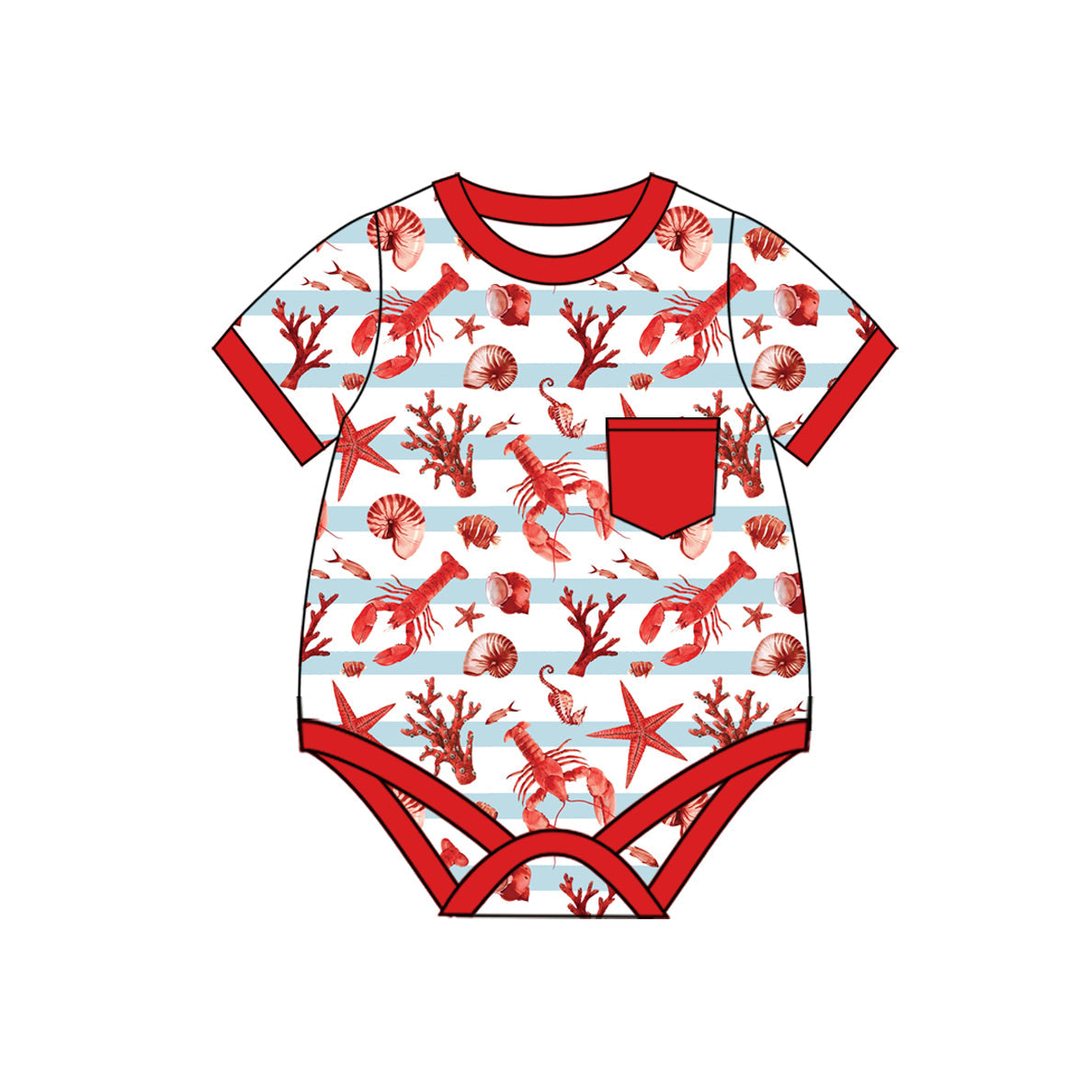 Preorder Baby Boy infant Crawfish Pocket Bubble Romper ( Moq 5 )