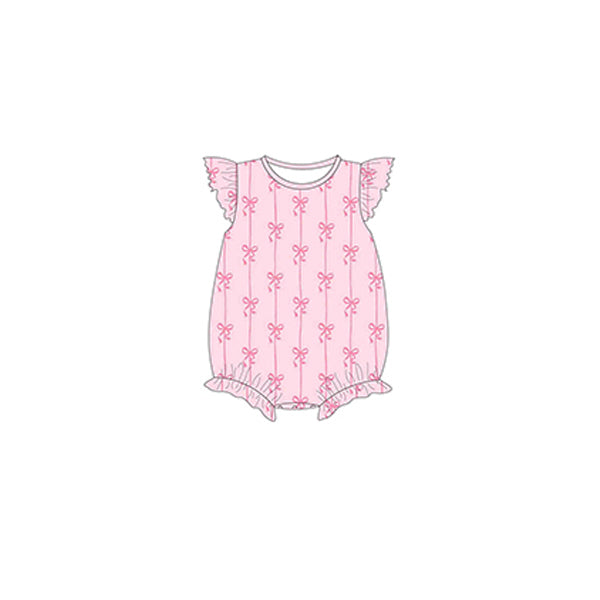Preorder Baby Girl Pink Bows Stripes Bubble Romper ( Moq 5 )