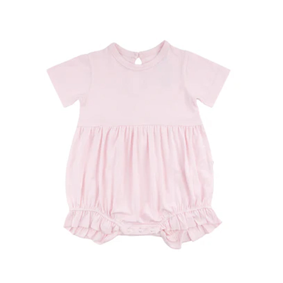 Preorder Baby Girl Infant Short Sleeves Pink Cotton Bubble Romper ( Moq 5 )