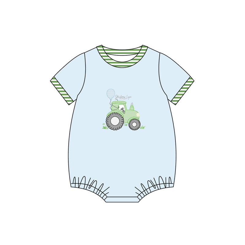 Preorder Baby Boy Infant Truck Balloon Blue Bubble Romper ( Moq 5 )