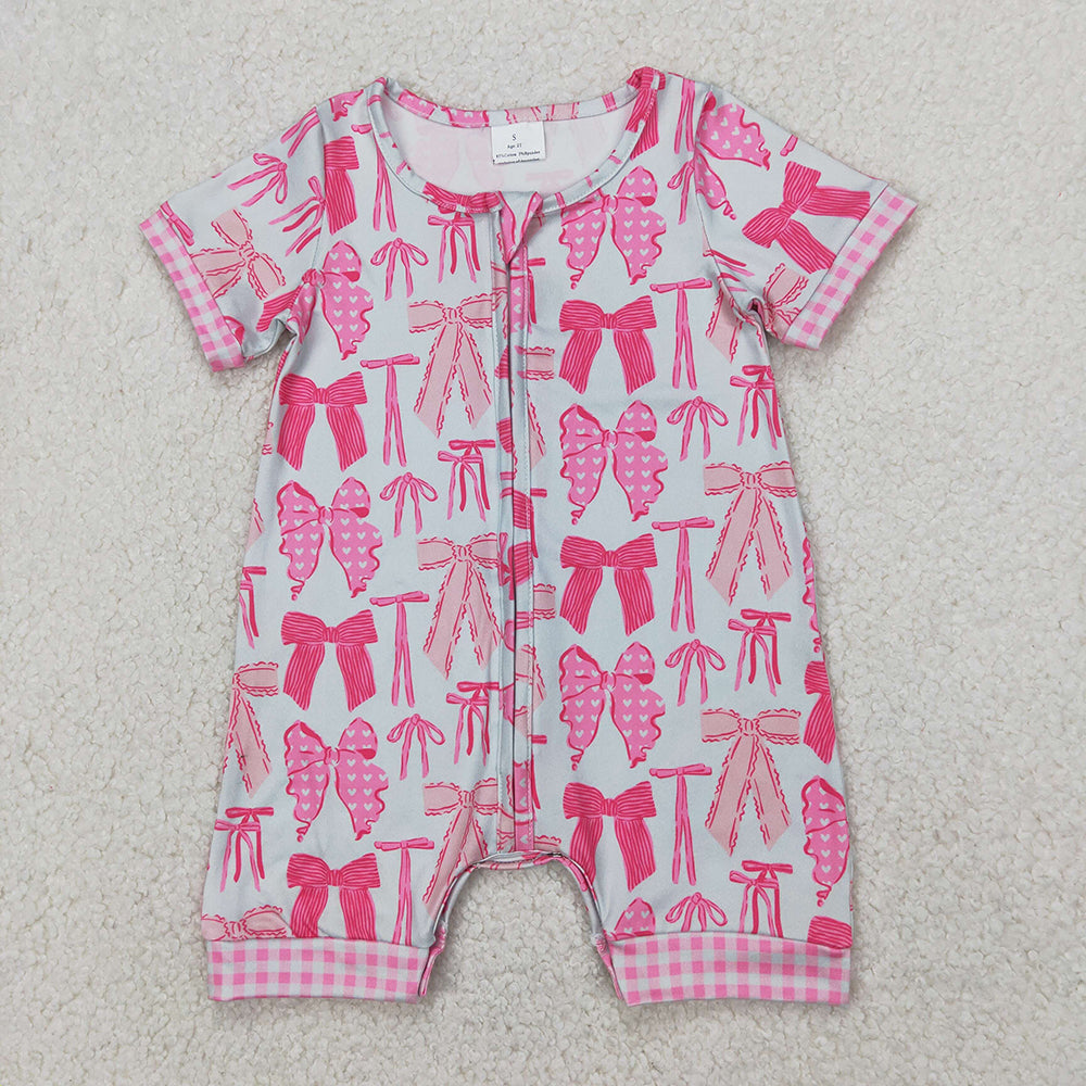 Baby Girl Pink Bows Sibling Summer Romper Outfit Clothes RTS