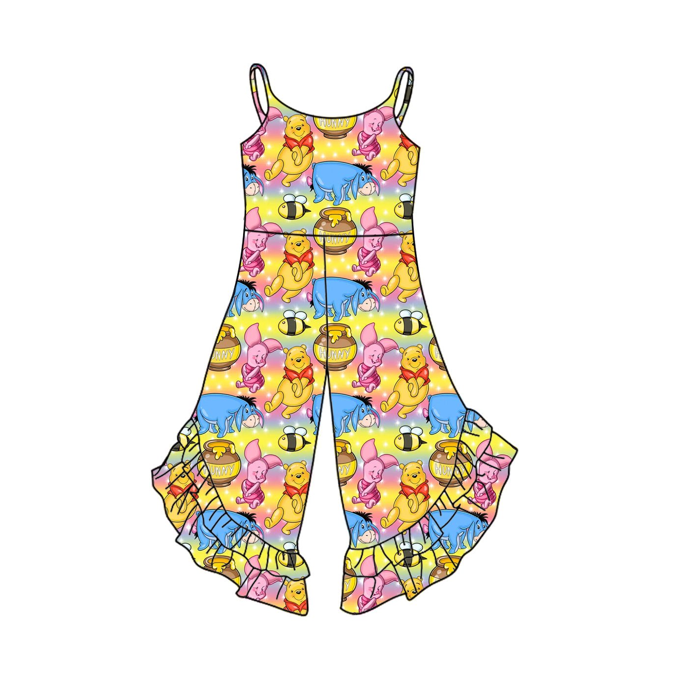 Preorder Baby Girl Straps Cartoon Bears Bell Pants Jumpsuit ( Moq 5 )