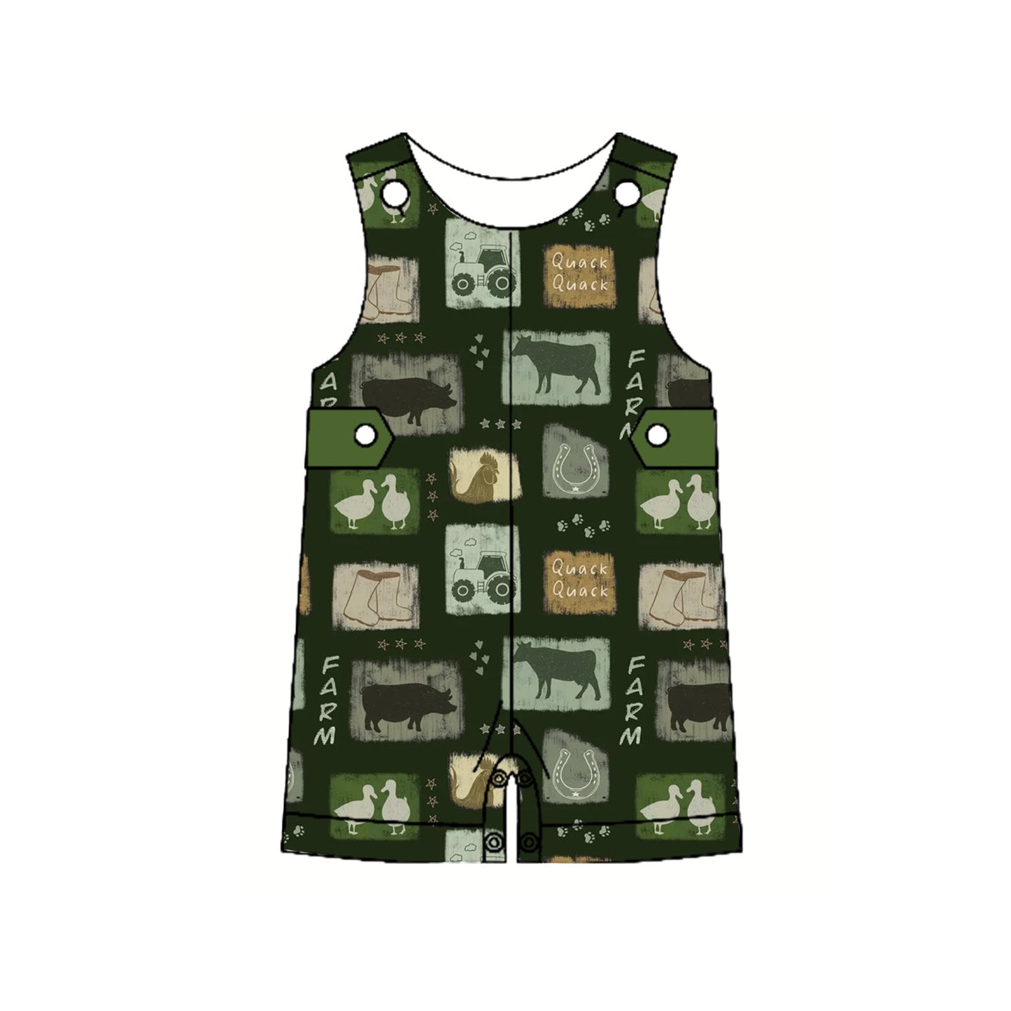 Baby Boy Infant Sleeveless Farm Animals Romper RTS