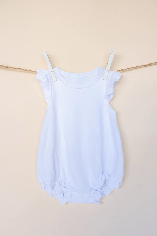 Preorder Baby Girl Infant Light Blue Short Sleeves Bubble Cotton Romper ( Moq 5 )