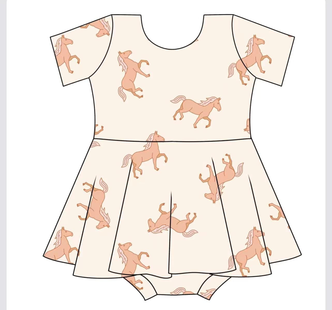 Preorder Baby Girl Infant Short Sleeves Horse Skort Romper ( Moq 5 )