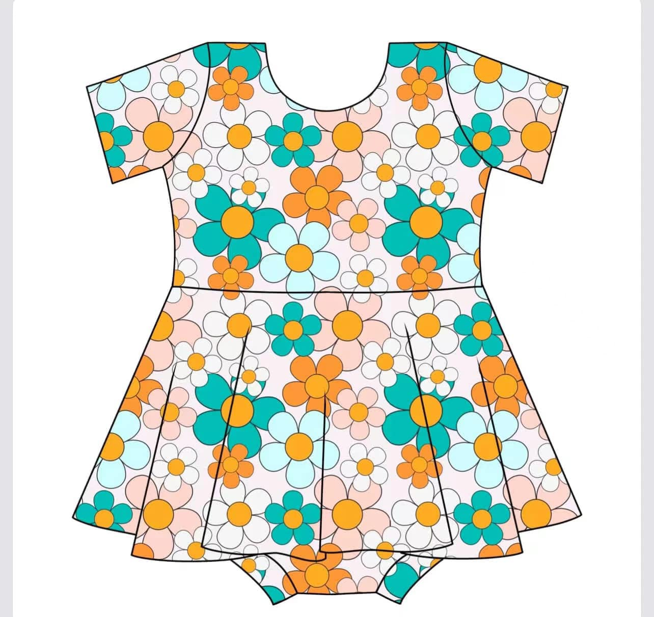 Preorder Baby Girl Infant Short Sleeves Flower Skort Romper ( Moq 5 )