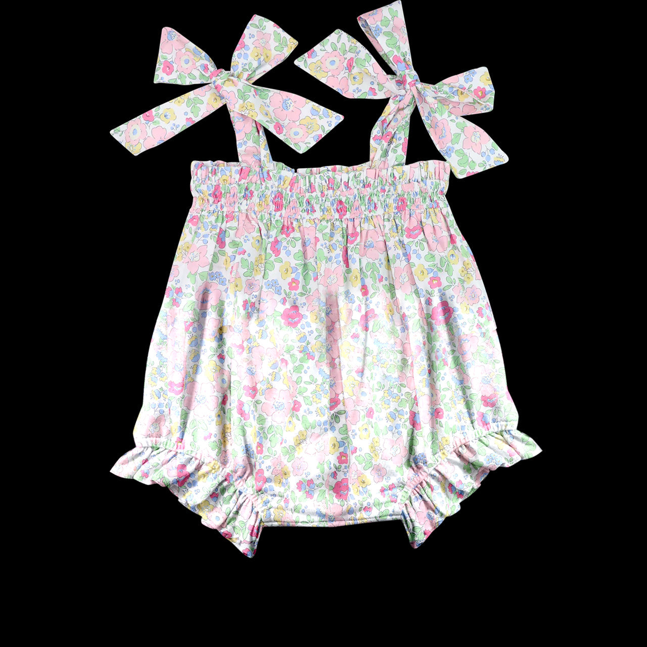 Preorder Baby Girl Infant Bows Straps Floral Bubble Ruffle Romper ( Moq 5 )