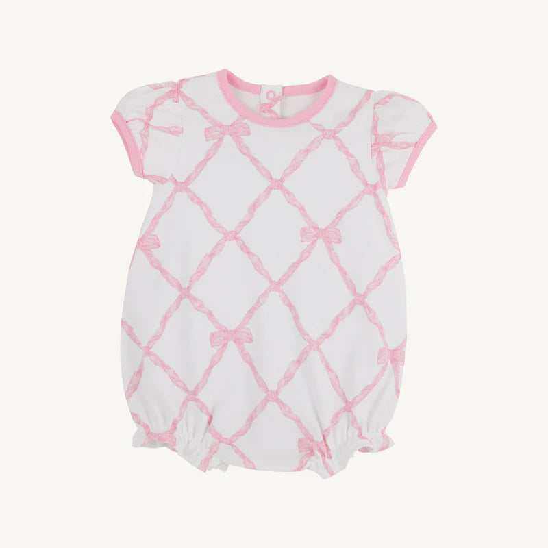 Preorder Baby Girl Short Sleeves Pink Bows Ruffle Romper( Moq 5 )