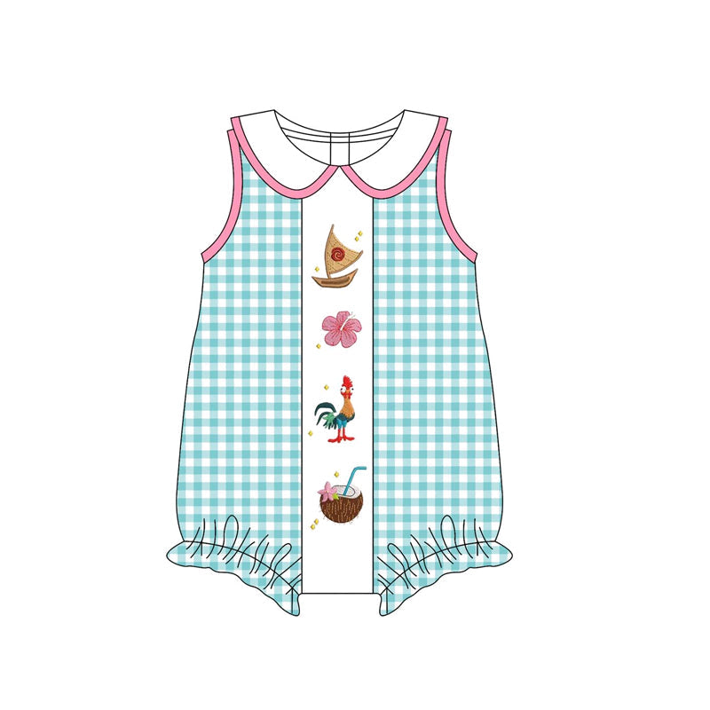 Preorder Baby Girl Sleeveless Green Plaid Princess Bubble Romper ( Moq 5 )
