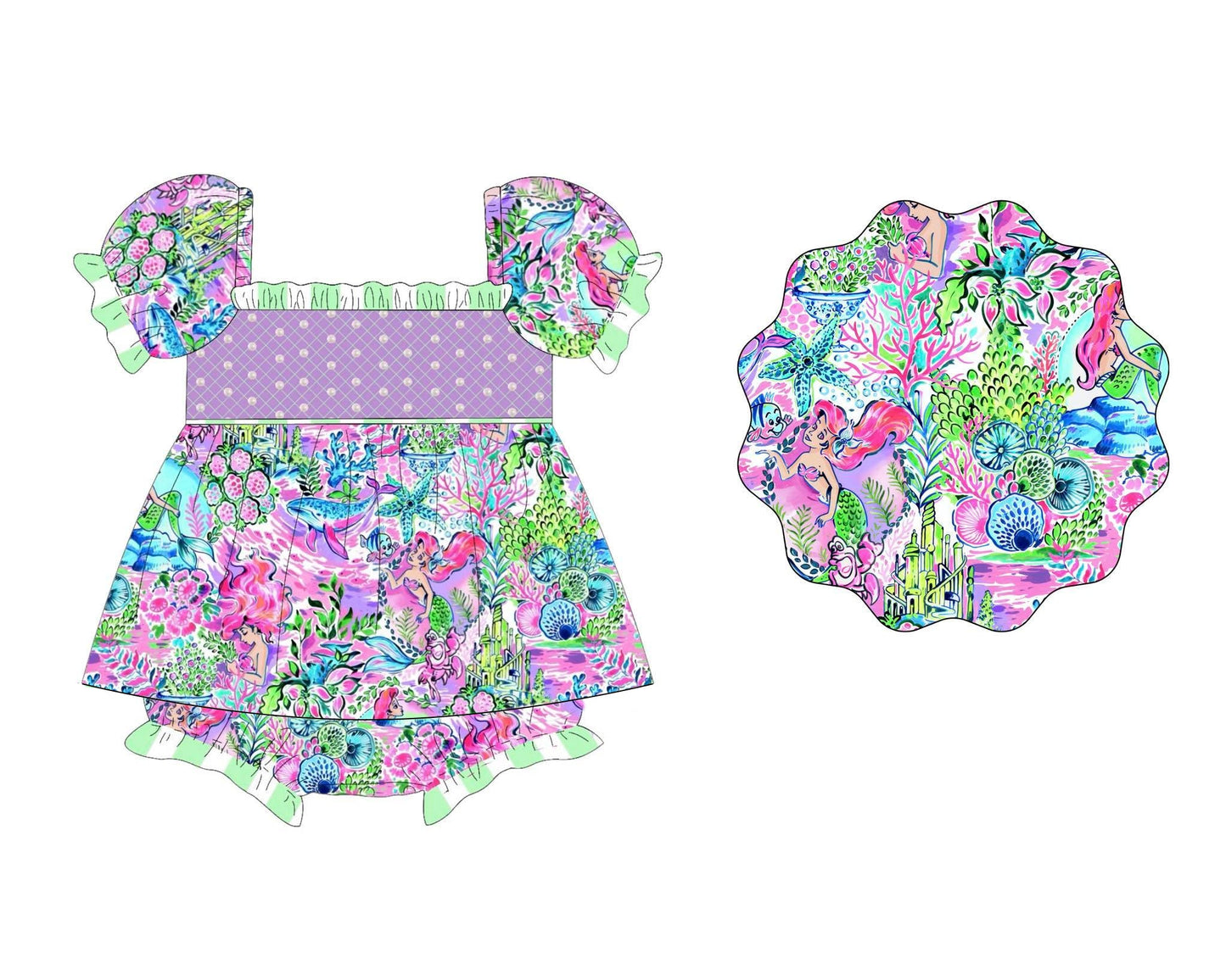 Preorder Baby Girl Short Sleeves Princess Flower Skorts Romper ( Moq 5 )